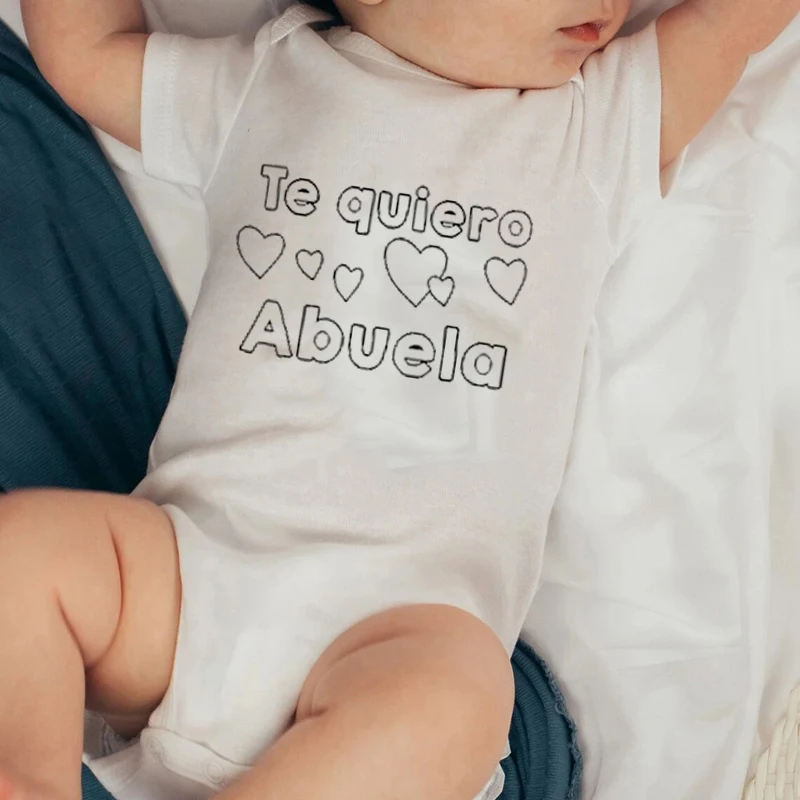 

Newborn Clothes Summer Baby Girl Clothes Funny Toddler Jumpsuits Te Quiero Abuela Print Baby Boys Unisex Short Sleeve Bodysuits