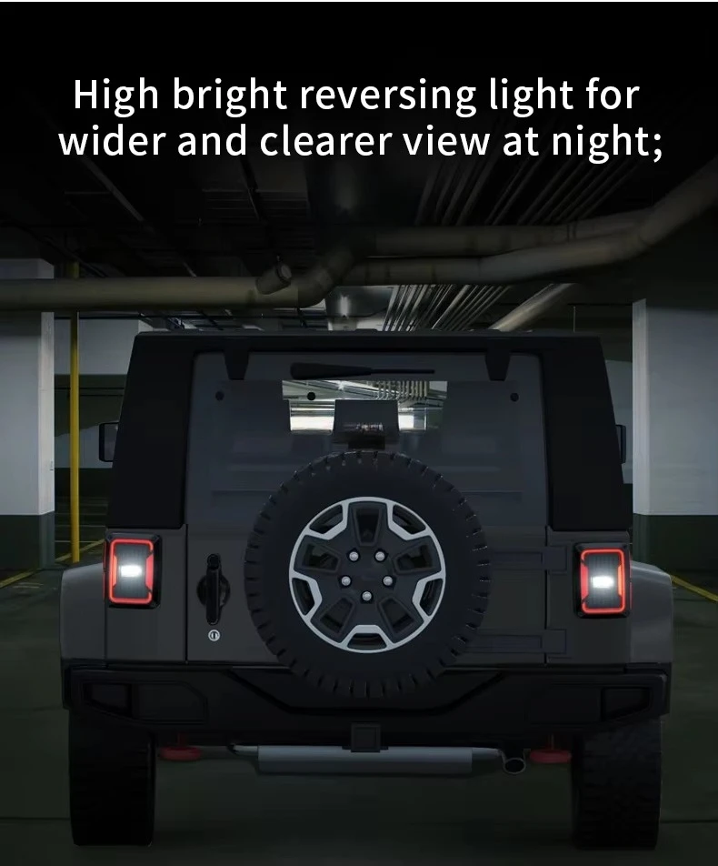 LED Tail Light for Jeep Wrangler JK 2007-2017, Brake Reverse Light Rear Back Up Lights Daytime Running Lamps Smoked Lens DOT detail image 7