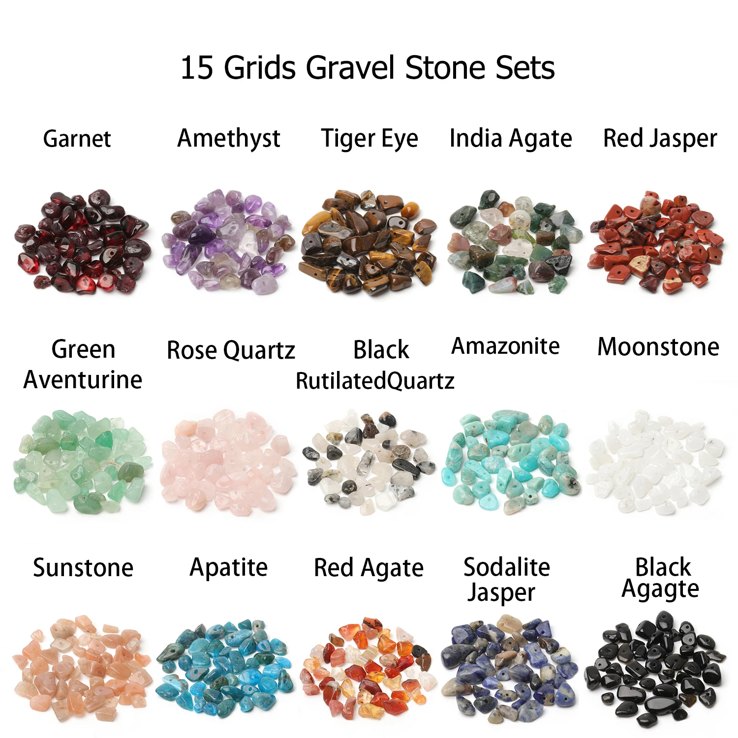 5-8mm Natural Stone Chips Gravel Beads Kits Irregular Mixed Quartz Tiger Eye Agate Bead Sets for Jewelry Making DIY Accessories 4