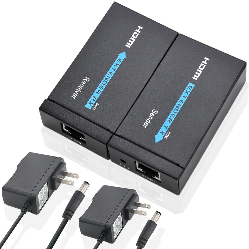 

HDTV extender 60m Over Cat6/Cat7 cable Transmission 3D 1080P 60Hz Audio video to single network cable RJ45 Adapter