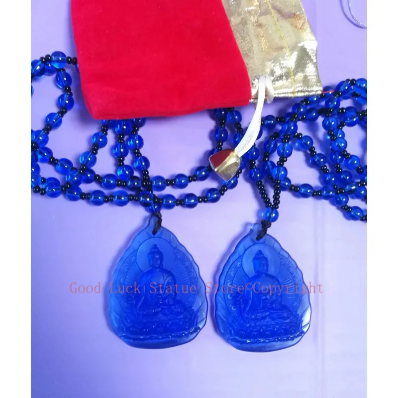 

$99 - 2PCS GOOD Buddhist supply Bless Greco-Buddhist pocket travel efficacious the Medicine Guru Buddha Crystal Pendant Amulet