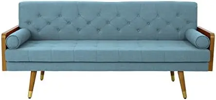 

Mid Century Modern Tufted Fabric Sofa, Blue
