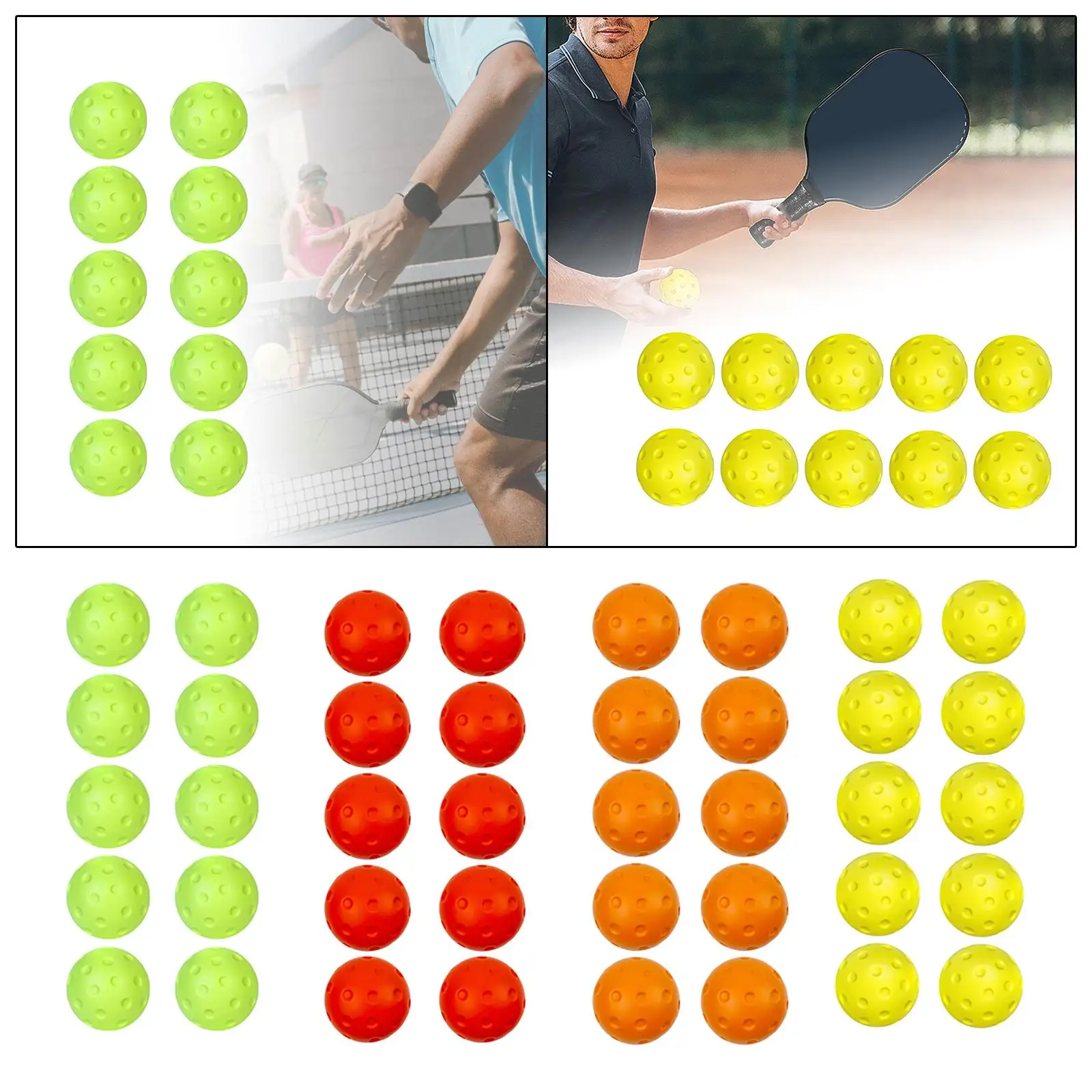 10x Pickleball Ball 74mm Indoor Practice Ball for Girls Boys Leisure Sports