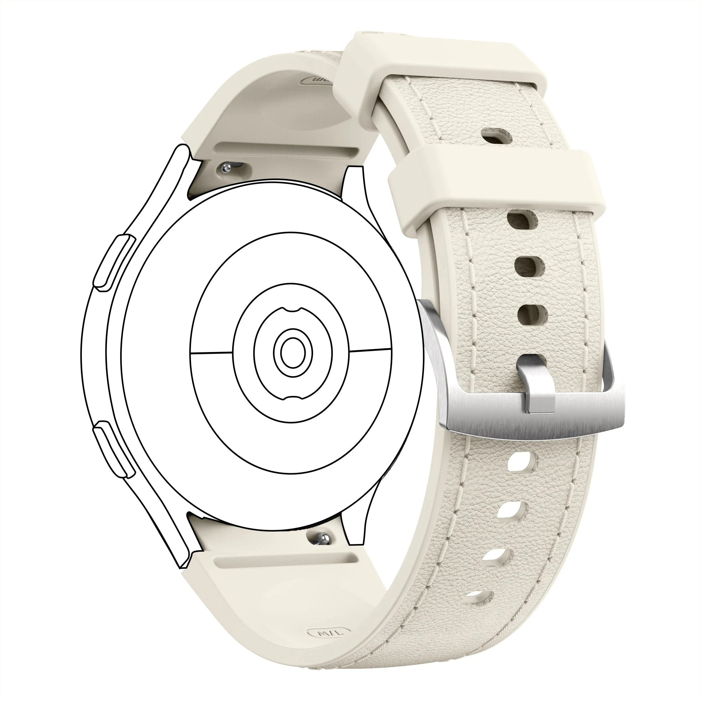 Premium Genuine-Like Leather Watch Strap with Secure Buckle - Classic and Durable Design