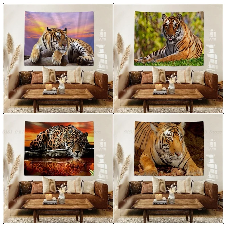 

King Of The Forest Tiger Cartoon Tapestry For Living Room Home Dorm Decor Wall Art Decor