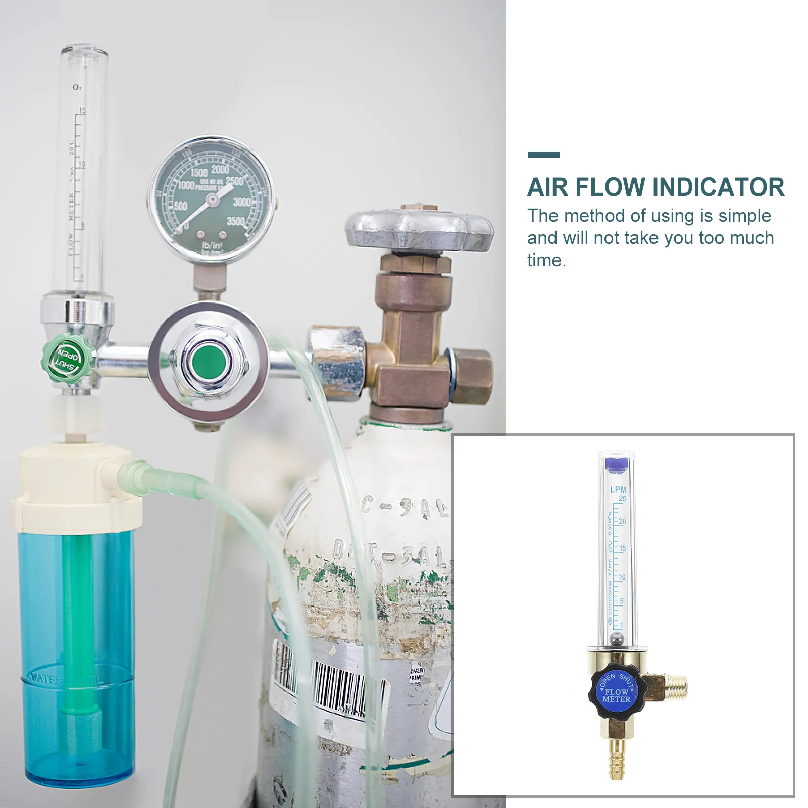 Flowmeter Regulator Gas Carbon Dioxide Tire Air Indicator for Nitrogen Ppe Argon CO2