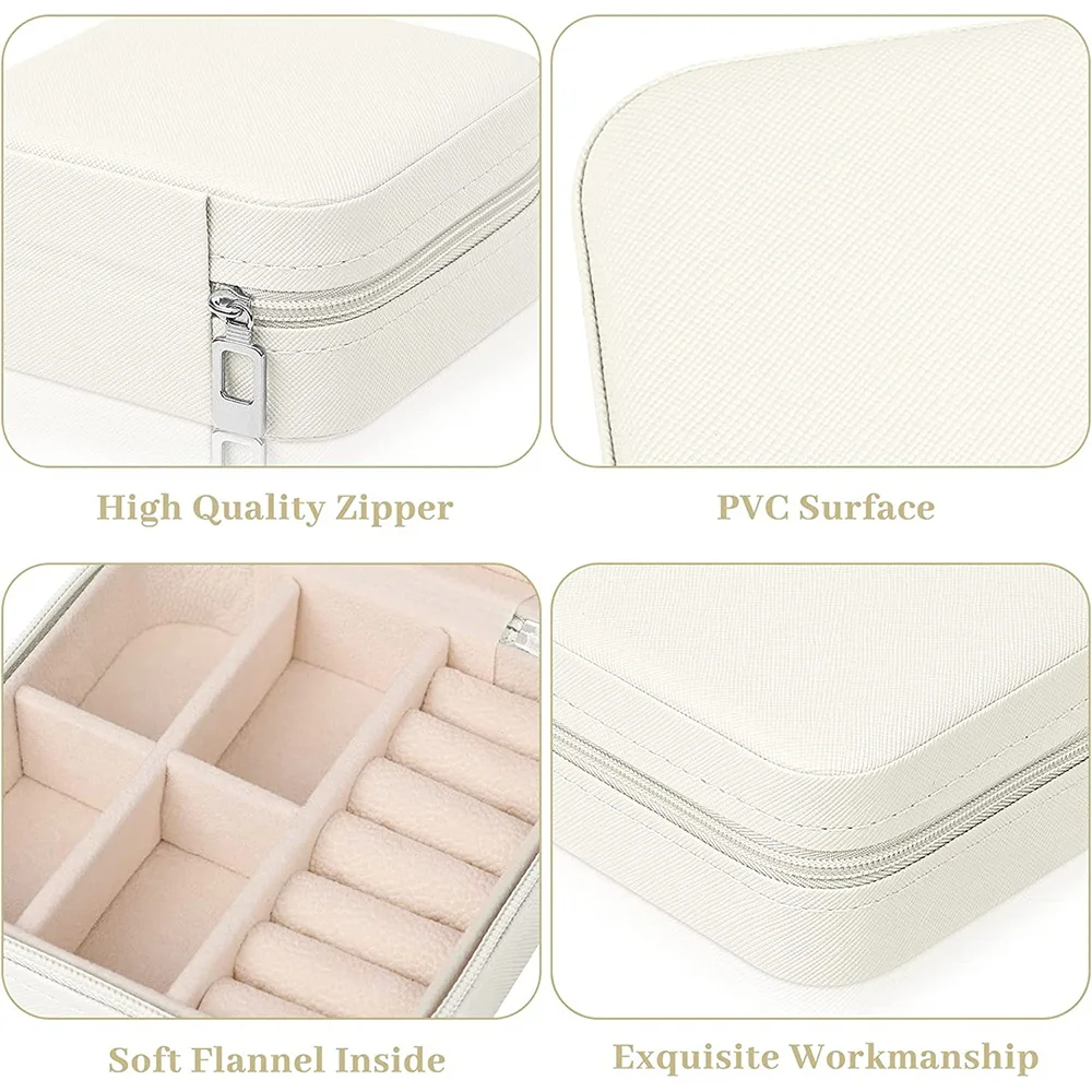 Portable Jewelry Box Jewelry Organizer Display Travel Jewelry Case Storage Boxes Word Print Leather Zipper Storage Packaging