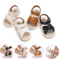 0-18M Baby Shoes Solid Color Infant Sandals Leather Rubber Flat Non-slip Soft-Sole Toddler Girl Boy First Walkers Crib Shoes