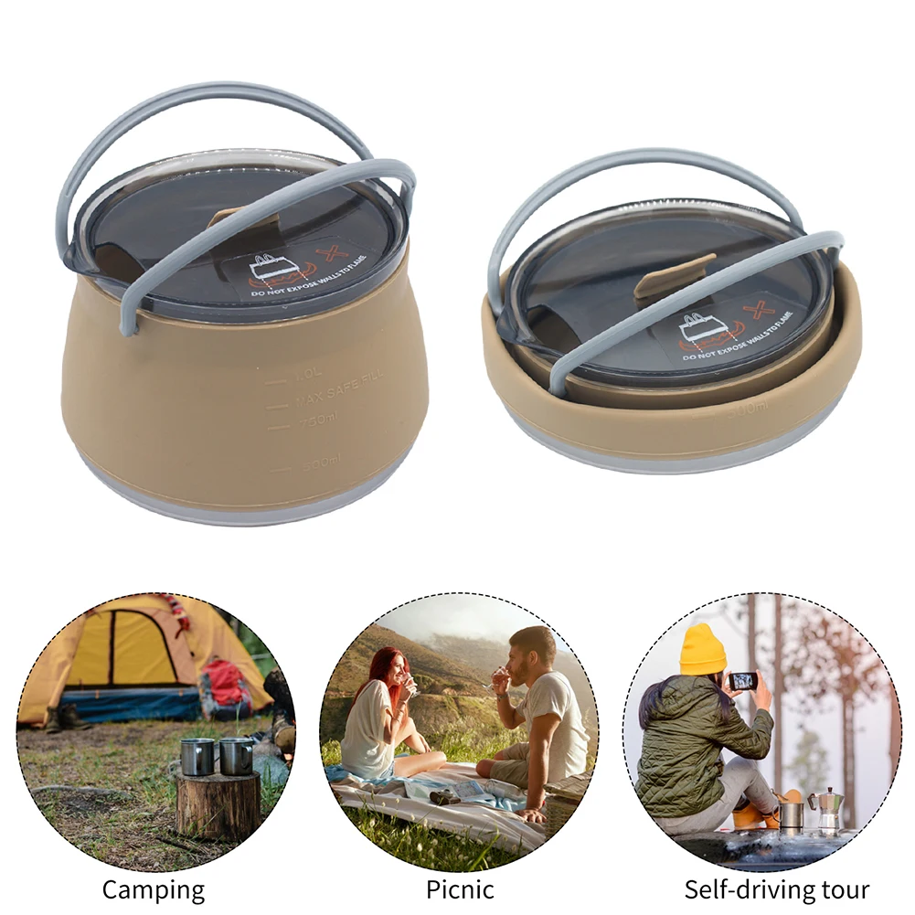 

Folding Pot Portable Camping Cookware Pot Heat Resistant Collapsible Water Pot Kettle with Handle for Outdoor Picnic Camping