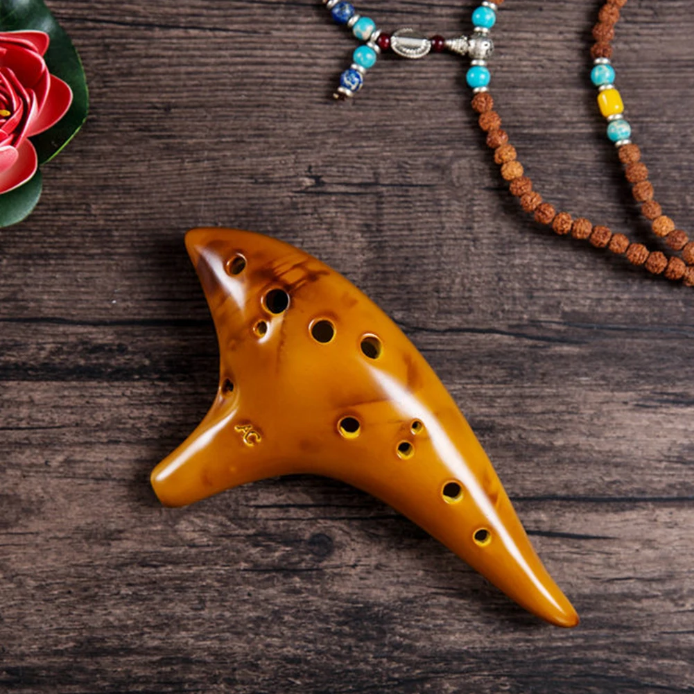12 Hole Professional Ocarina Stable Intonation Alto C Tone Smokey Fired Ocarinas with Protective Bag for Kid Adult