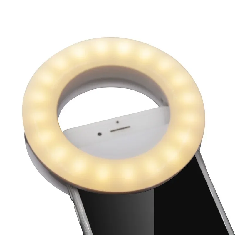 링 라이트 전화 셀카 스틱 LED 클립 온 충전식 라운드 램프 스마트 폰 노트북 IPad IPone 용 라이브 스트림