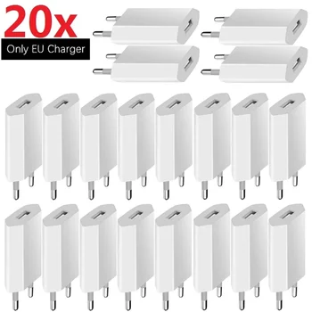 Mini chargeur mural USB portable 5V 1A, adaptateur de prise Eu AC pour IPhone 7 8 13 14, Samsung, Xiaomi, 10/20 pièces