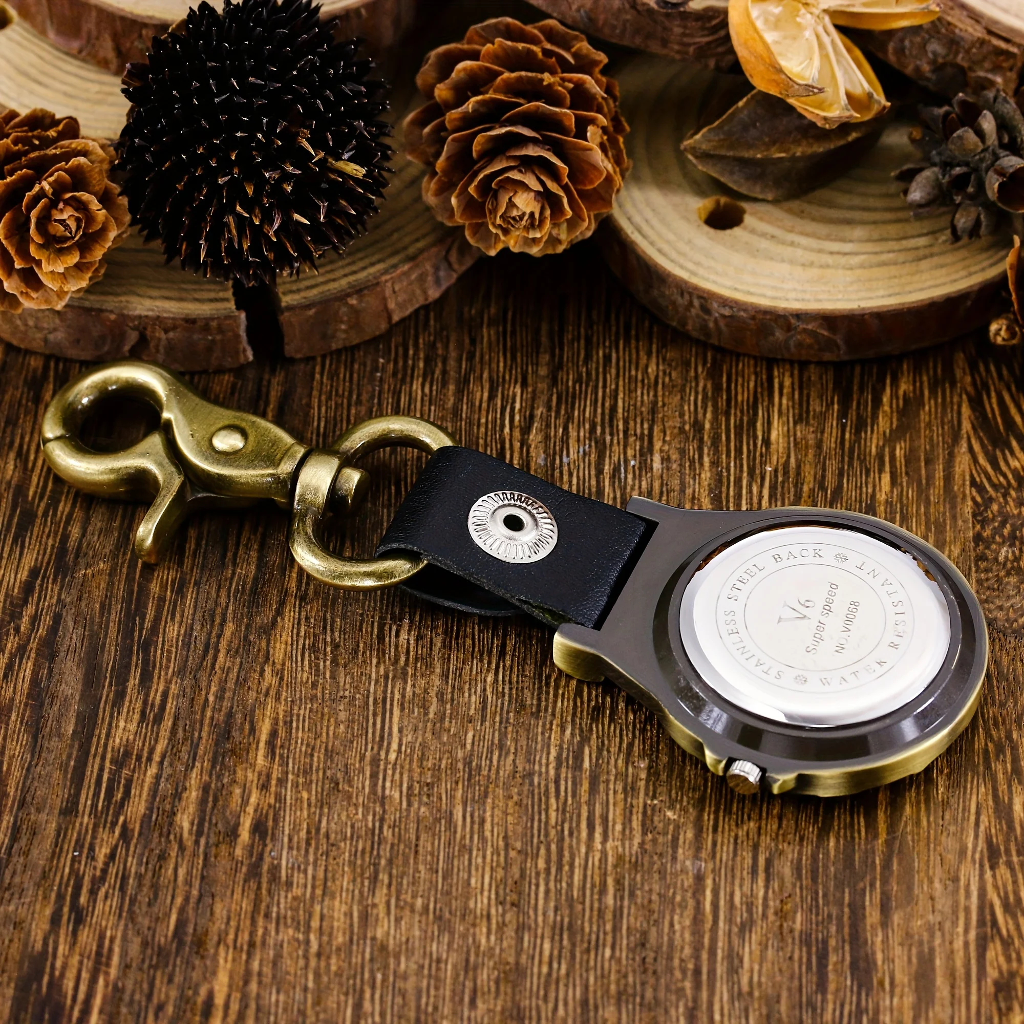 سلسلة مفاتيح ساعة رعاة البقر المضيئة ، مشبك تسلق ا...