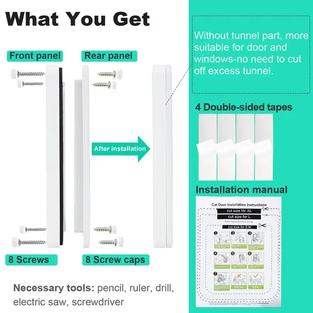 Cat Flap Door Magnetic Pet Door with 4 Way Lock for Cats Controllable ABS Plastic Gate Puppy Kitten Safety in&out Pet Doors Kit 4