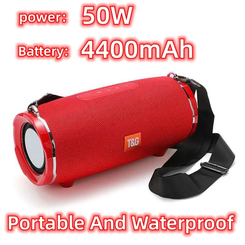 

50W High Power Wireless Bluetooth Speaker 4400mAh Portable Column Outdoor Waterproof Subwoofer with FM Radio AUX/ TF/USB Boombox