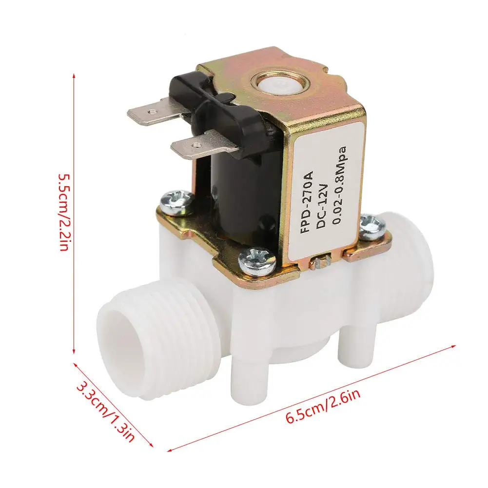 

Dc12V N/C Normally Closed Water Solenoid Valve G1/2-Inch Plastic Electrical Solenoid Valve for Water Dispenser