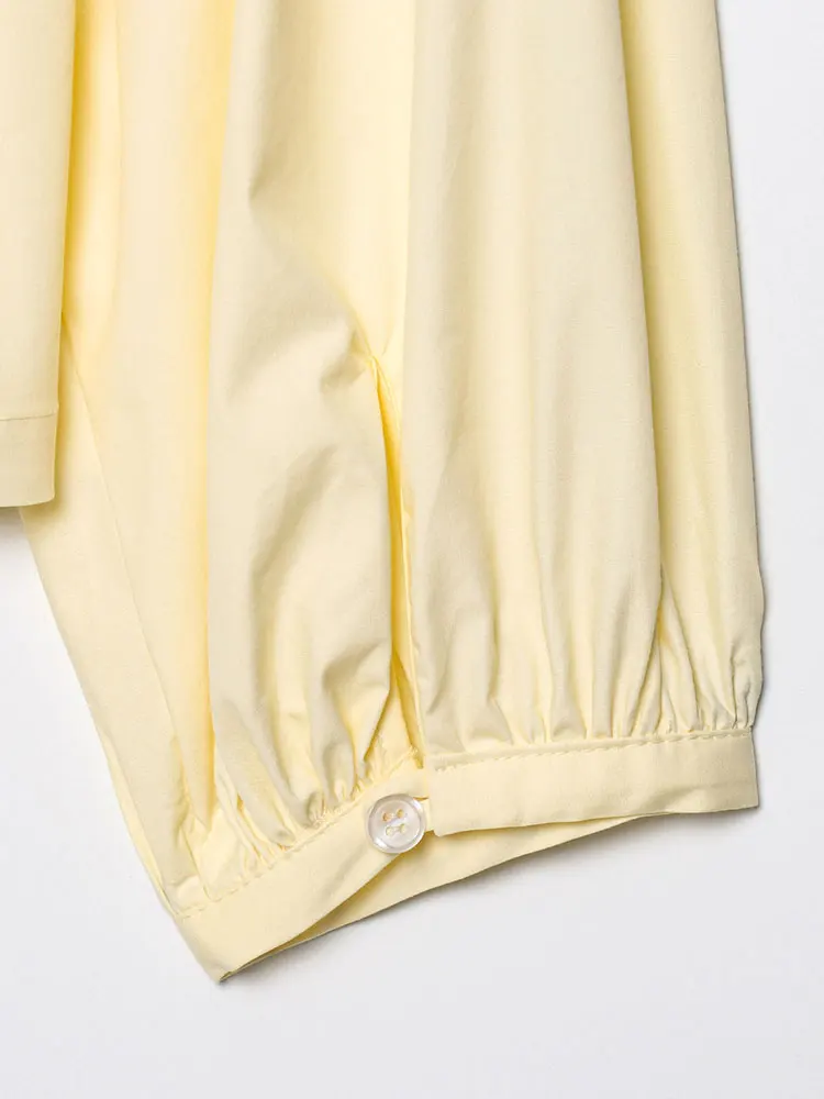 HH Women Fashion Bow Lace-up Blouse Loose Casual V Neck Single Breasted Long Sleeve Shirt Elegant Woman Yellow Chic Tops