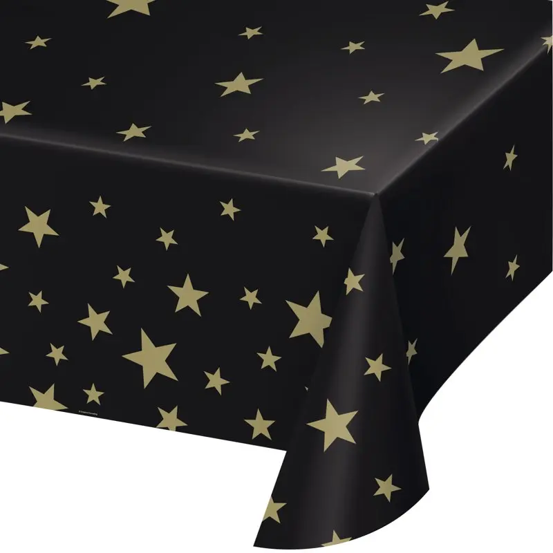 

and Gold Stars Plastic Tablecloth, 3 Count Cocktail table Manteles para mesa para eventos de tela Black tablecloth Round table c
