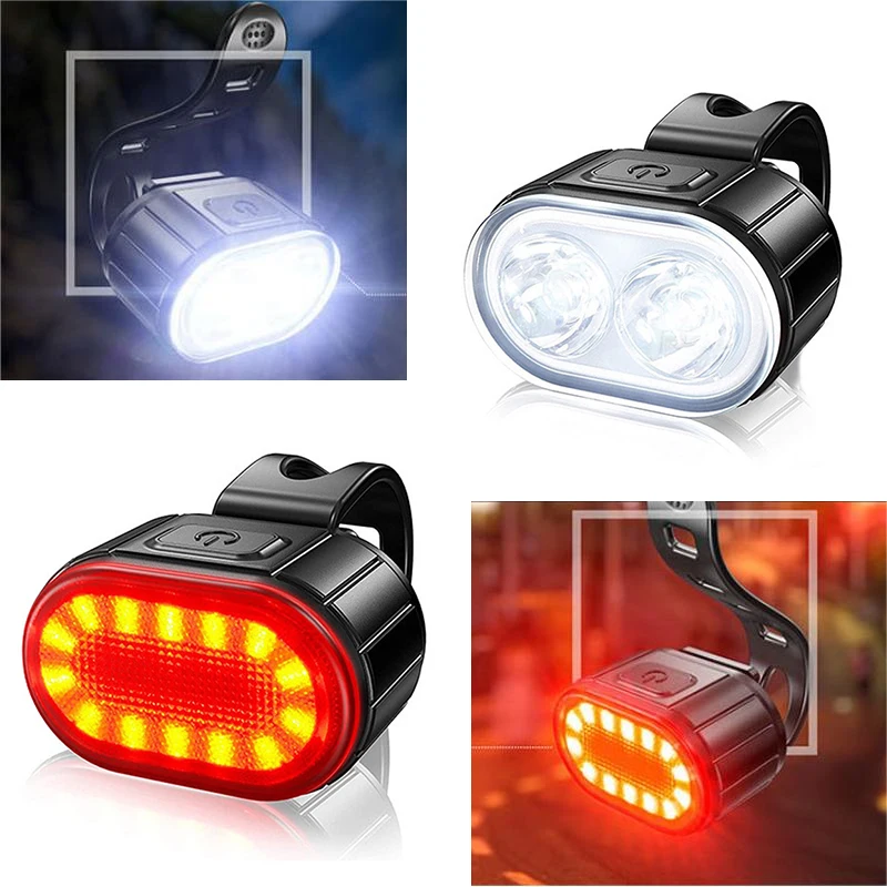 Kit Luci LED Anteriori E Posteriori Per Bici - Impermeabili, Ricaricabili USB, Alta Visibilità