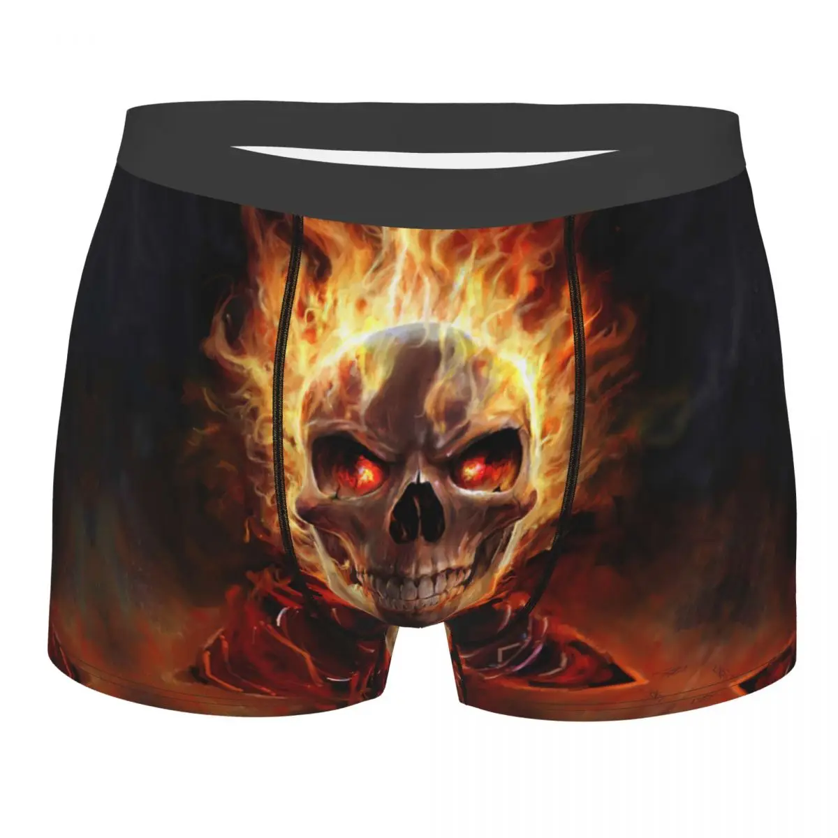 Flaming Skull Underpants Breathbale Panties Male Underwear Print Shorts Boxer Briefs cosmogony flaming sky 65