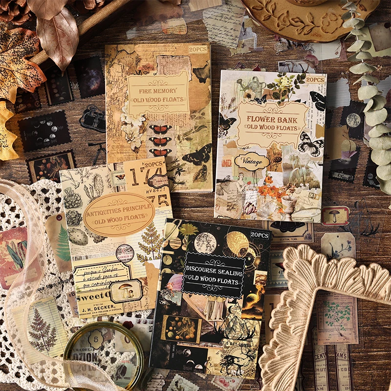 Stickers scrapbooking supplies 20 pcs Collection old items Series Stickers aesthetic Stick Labels Decorative Scrapbooking material hand made Diy Supplies