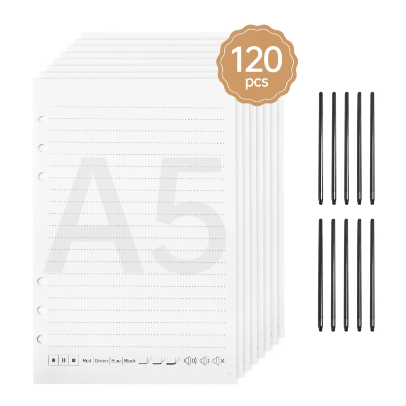 A5 Paper 120 Sheet /10pcs Ballpoint Pen Refills for Bisofice Notebook Digital Pen for Boardpen /Ophaya APP Support Notes Taking 6