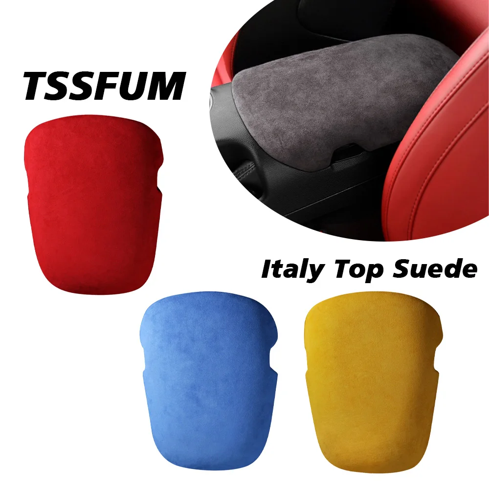 

Carbon Fiber for Ford Mustang GT 2015-2024 Italy Alcantara Suede Car Interior Armrest Box Protective Case Car Centre Armrest Mat
