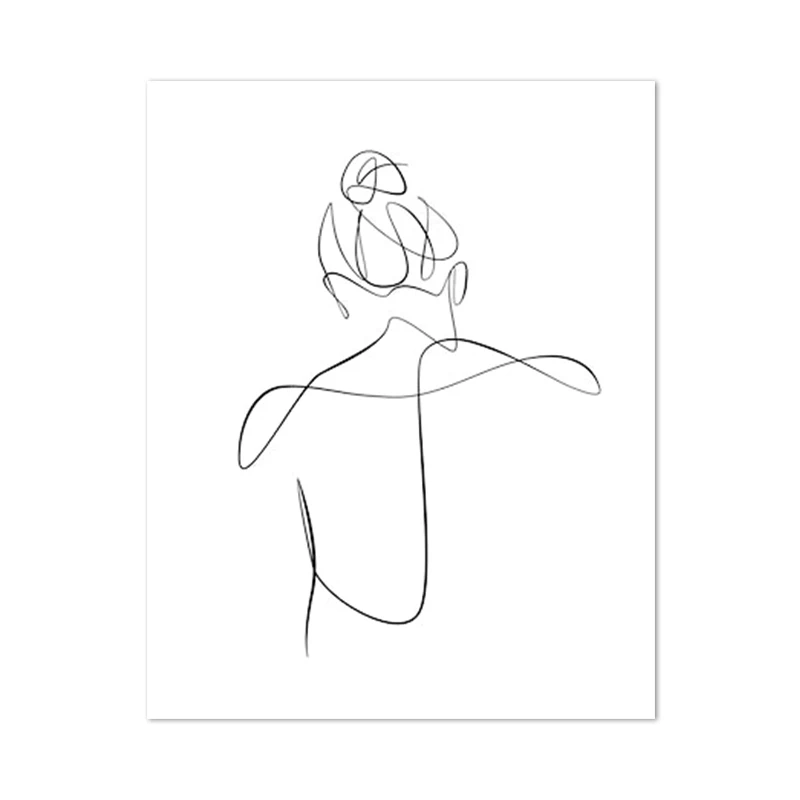 thumbnail image 1 of Dibujo de una línea abstracta de mujer desnuda, pintura en lienzo, impresiones, figura femenina desnuda, boceto de línea mínima, póster, decoración artística para el hogar, 1 of 5