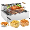 Commercial Deep Fryer, 3400w Electric Turkey Fryer with 3-Baskets, 22L/23.25Qt 1mm Thickened Stainless 1