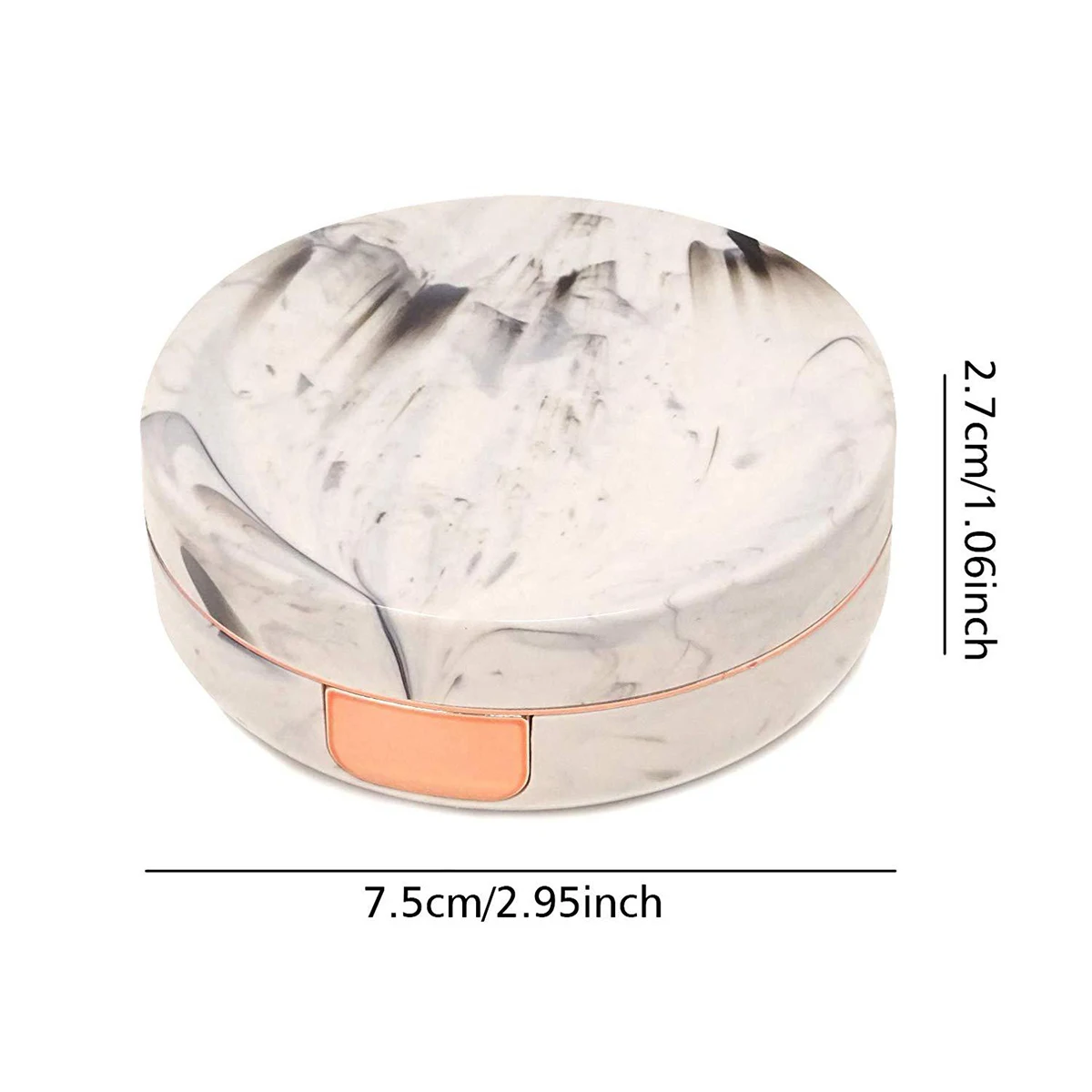 1PC - Round Marble Pattern Beauty Eye Contact Lens Box Dual Case Storage Lens Box Contact Lens Dual Case