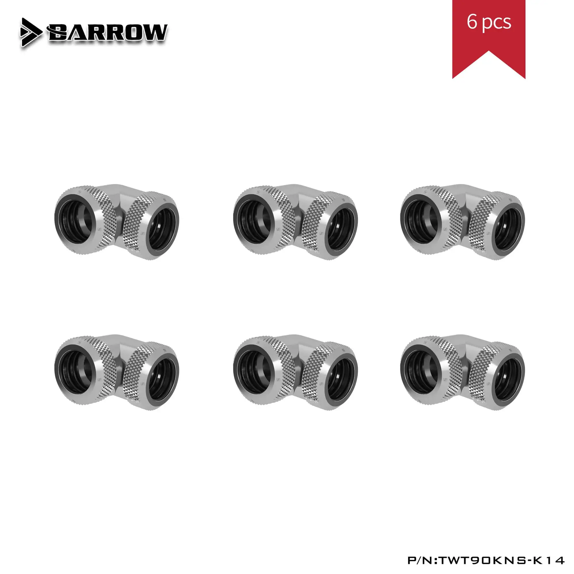 

Barrow TWT90KNS-K14 6PCS 90 Degree Fitting Watercooling PC Cooling System G1/4 Fittiings Hard Tube Gold/Black/Silver/White