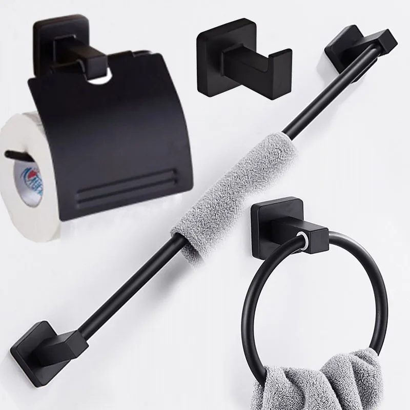 SUS304 Stainless Steel Bathroom Hardware Set Accessories Matt Black