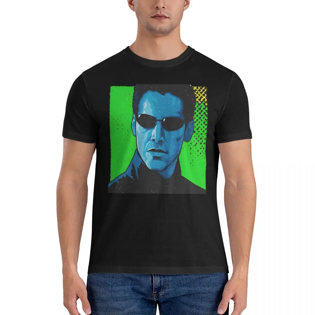 Maglietta Cool T-Shirt Vintage Da Uomo In Puro Cotone Girocollo The Matrix Neo Film Morpheus Tees Top Manica Corta Classic