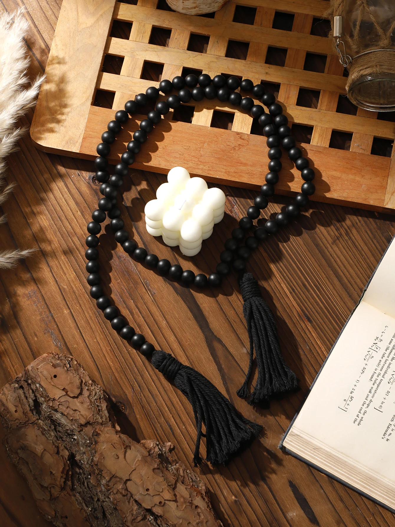 Inweder Portacandele in Legno Rustico: 2 Pcs Porta Candele Piccoli con Perline per Natale Matrimonio Centrotavola Candelieri Conico per Fattoria Camino Casa Decorazioni