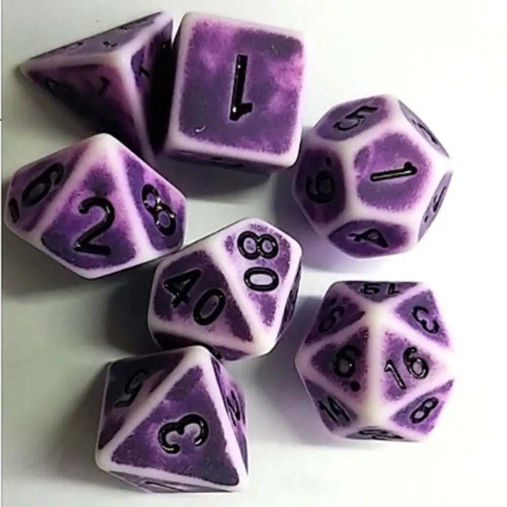 7Pcs Unique Cool Dice Sets Retro Effect Polyhedral Game Dice Interesting Polyhedral Digital Sets DND Board Game Pieces