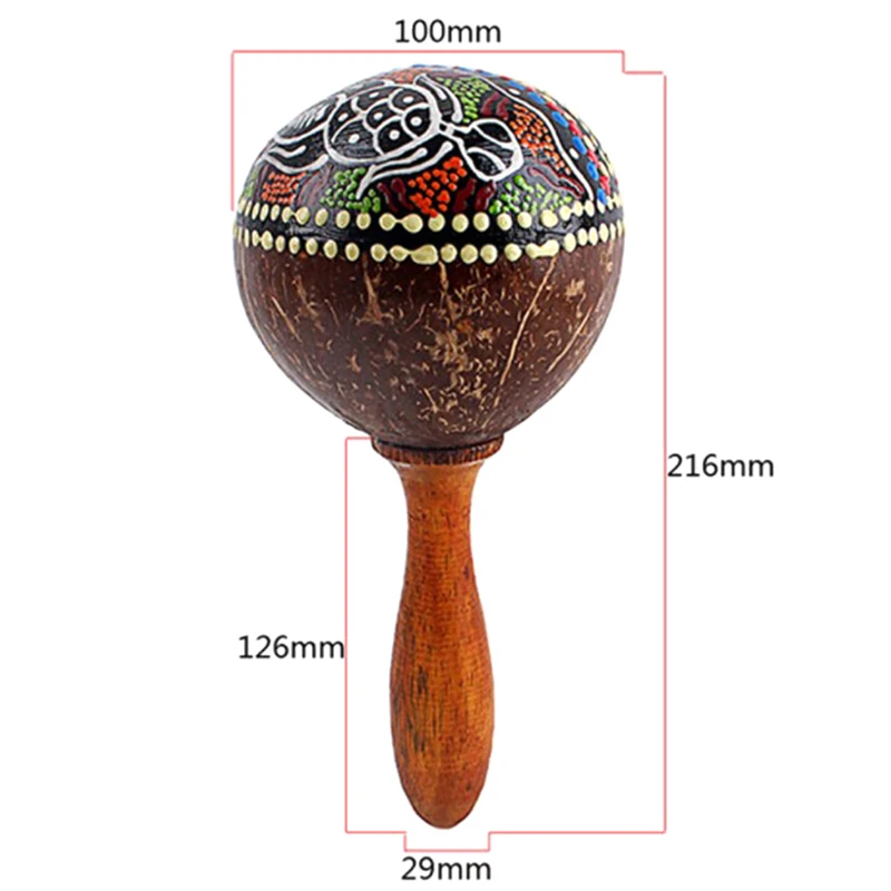Coconut Shell Sand Hammer Shaker Hand Rattle Percussion Musical Instrument Toy for Boys And Girls
