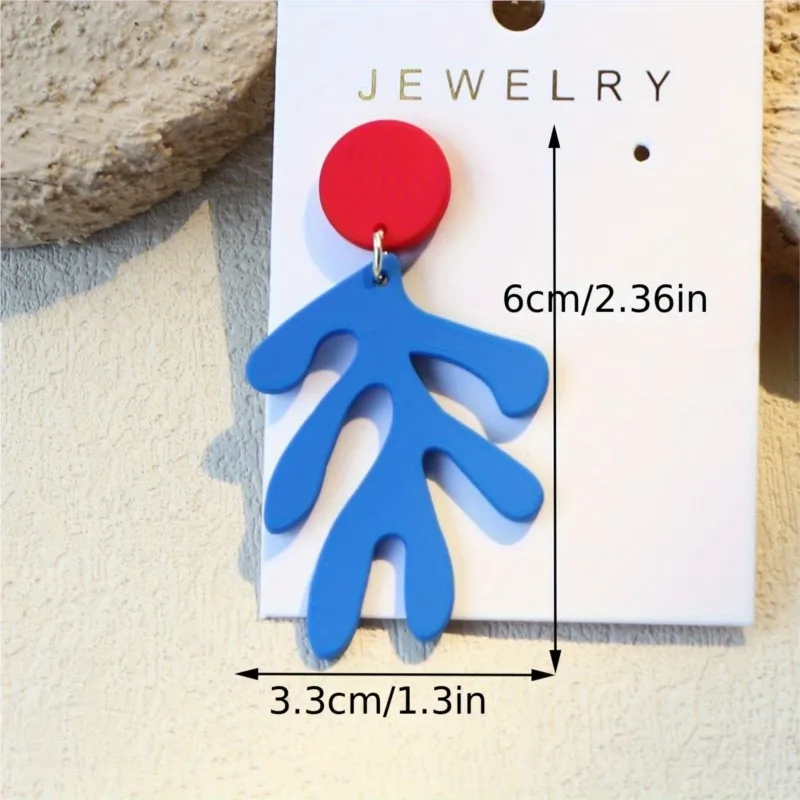 Elegant Ocean-Inspired Acrylic Earrings for Women Deep Blue & Red Artistic Design Earrings Party Jewelry Gifts