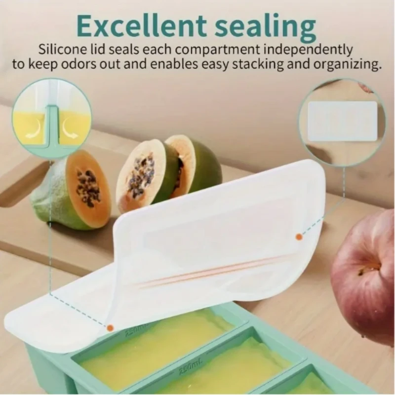 1pcs Silicone 4-Link Silicone Square Ice Grid With Cover For Ice Block Making Mold Creative Making Box Cube Maker ice mold ice cream molds