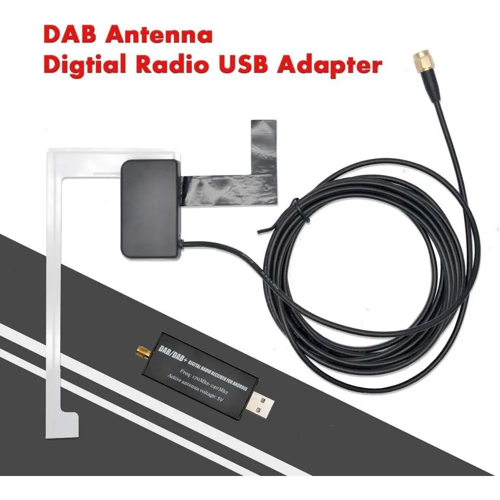 차량용 DAB 라디오 수신기 안테나 디지털 DAB+ 어댑터 튜너 박스 오디오 USB 증폭 루프 안테나 안드로이드 디코딩 라디오 수신