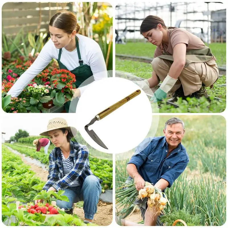 Weeding Sickle Stainless steel curved handle sickle with wooden handle crooked sickle Agricultural weeding and gardening