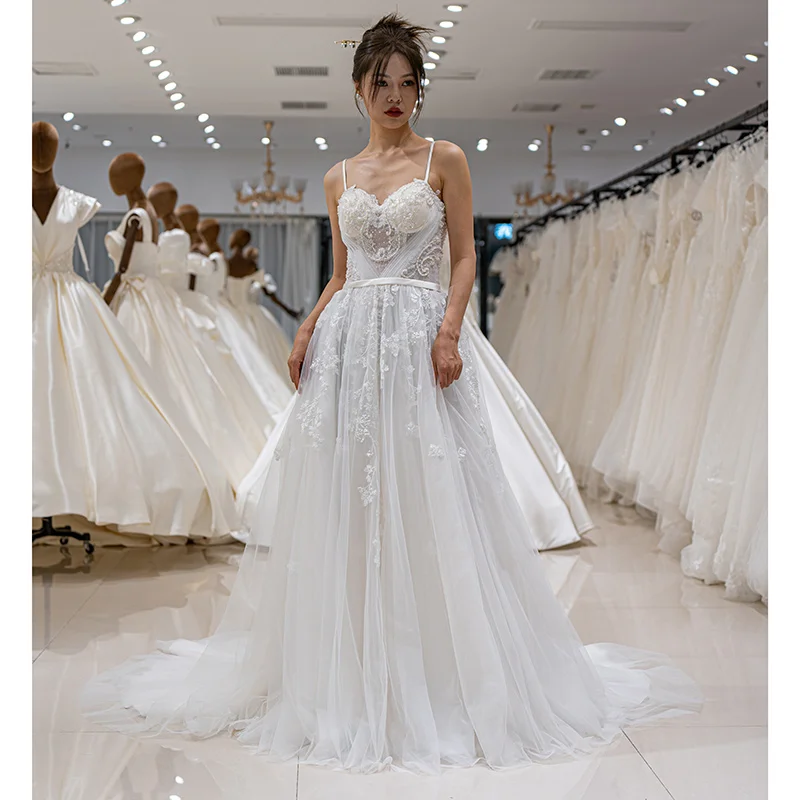 Encaje Los Mejores Vestidos De Novia De Famosas SL-9144 Vestido De