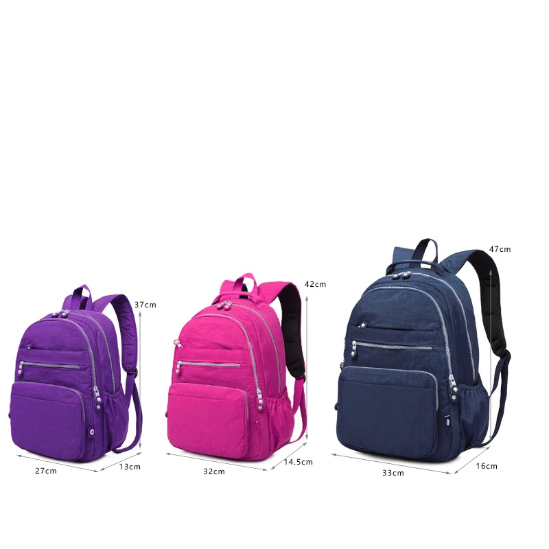 TEGAOTE 2024 Nylon A4 Large Capacity Laptop School Women Men Backpack Lightweight Travel Bag Blue Grey Black Red Purple M1604 2