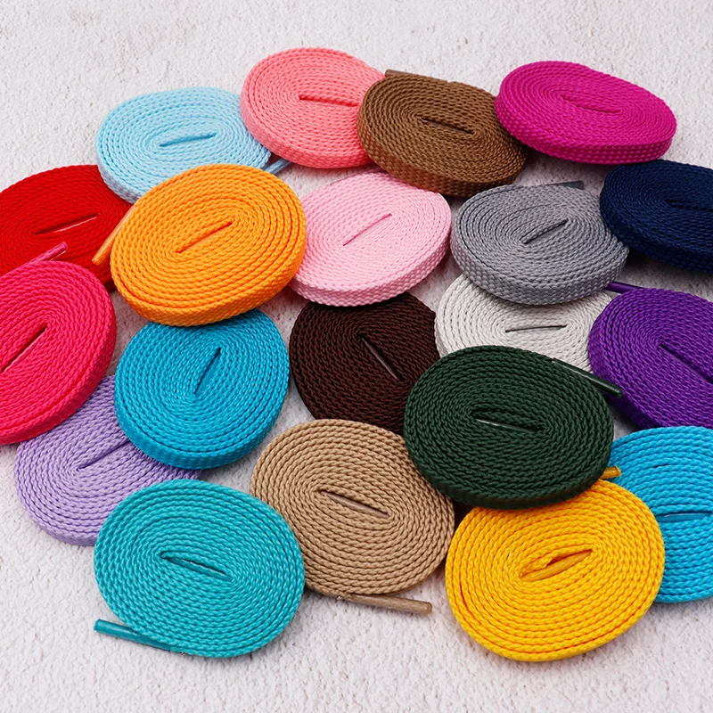 

Wellace 20 Colors Polyester Material Shoelaces 0.7cm Wide Personality Wholesale and Custom Casual Sneakers Men & Women Shoelaces
