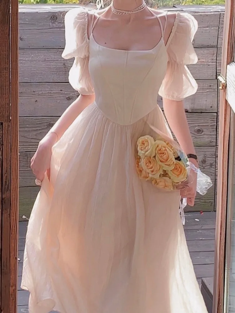 

Women Summer Elegant Casual Midi Prom Dress Ladies Vintage A-Line Party Princess Vestidos Femme Fashion Birthday Clothes Robe