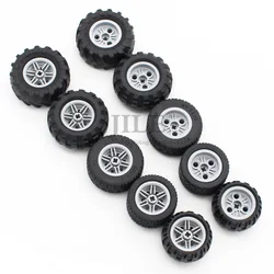 MOC Technical Tire Wheel Hub Bricks Car 56145 15413 44309 61481 55976 70695 Construction Building Blocks Compatible High-Tech