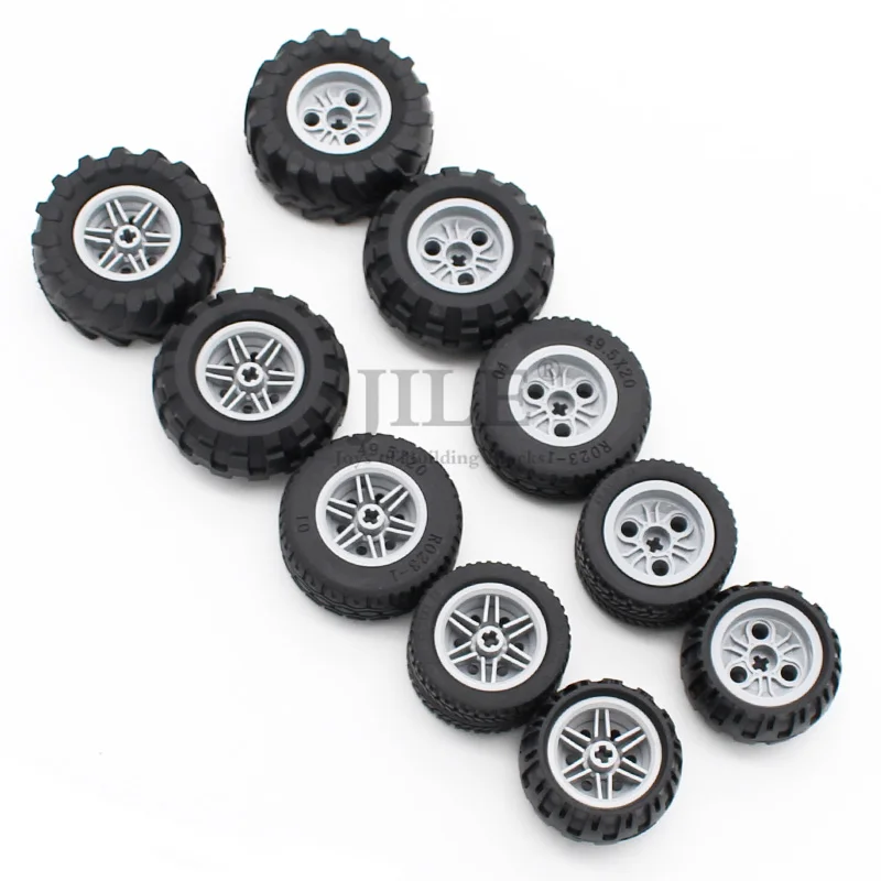 Set 26 Pezzi Ricambio Ruote Tecniche - Pneumatici E Assi Compatibili Con Mattoncini Technic, Plastica ABS, Regalo Per MOC