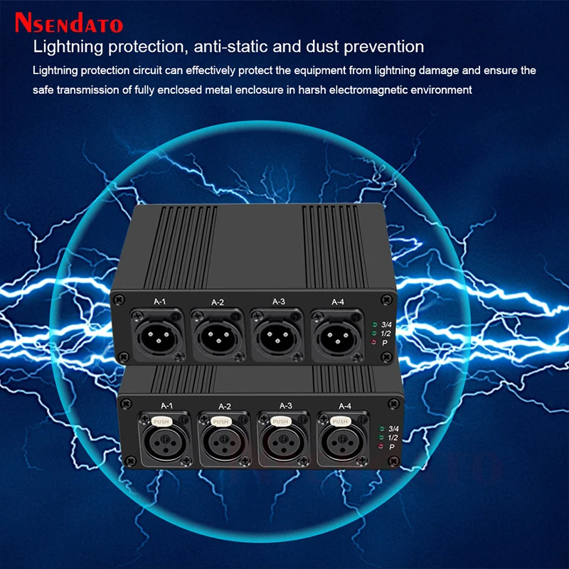 4 Channels XLR Balanced Audio Fiber Optical Extender Over Optical Fiber 20km XLR Balanced Audio Transmitter and Receiver Kit