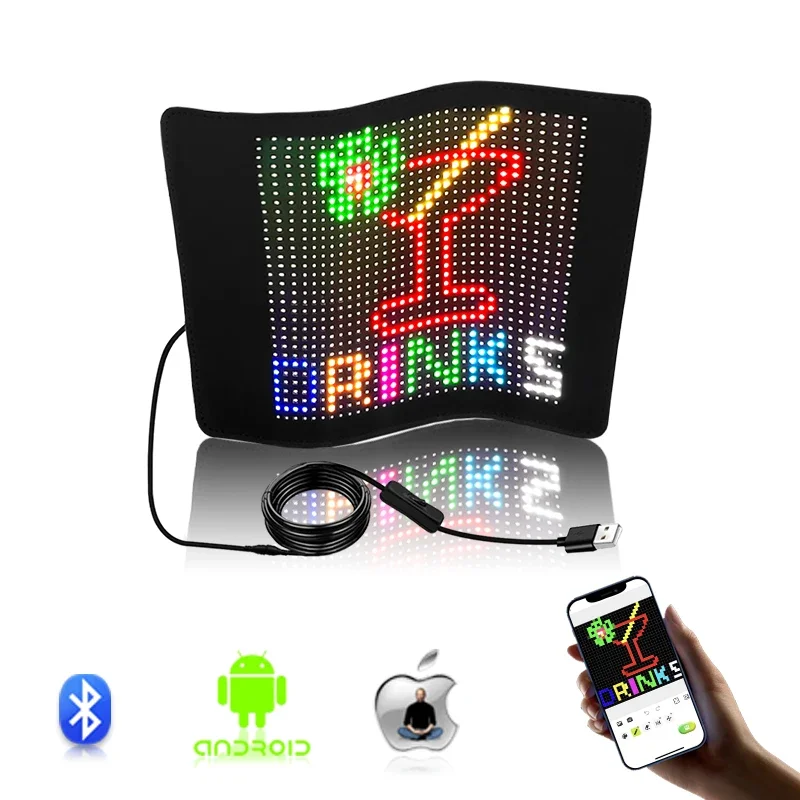 LED Screen Sign Advertising RGB Scrolling Message Display Board Foldable App Soft Flexible Led Panel DIY Car Rear Window Display,led message board,led display board