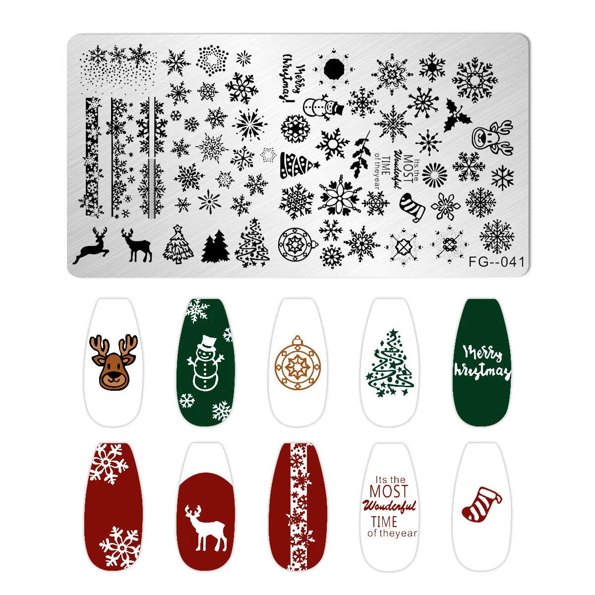 1pcs Snowflake Christmas Nail Stamping Plates Cartoon Christmas Tree Elk Winter Theme Template Mold Nail Art Stencil Tools 3