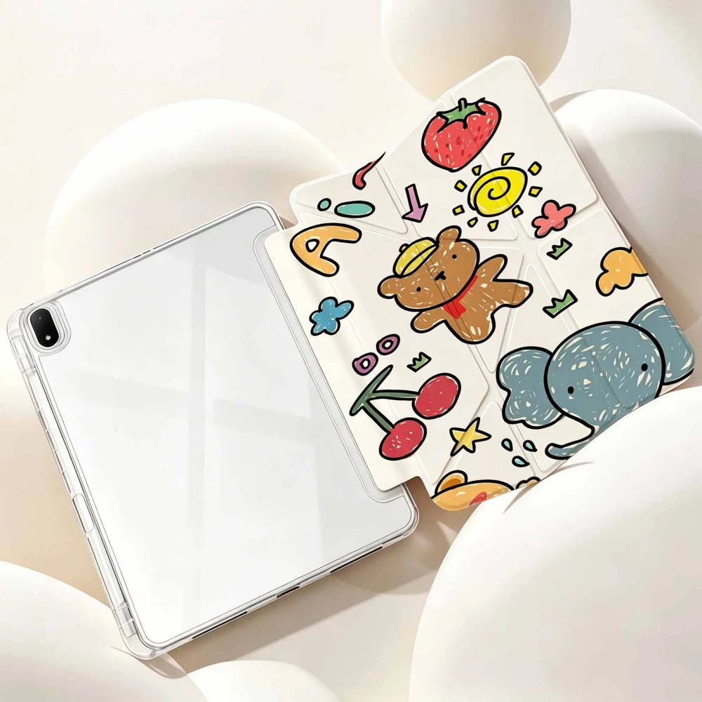 Charming Bear Design Tablet Case with Pen Slot
